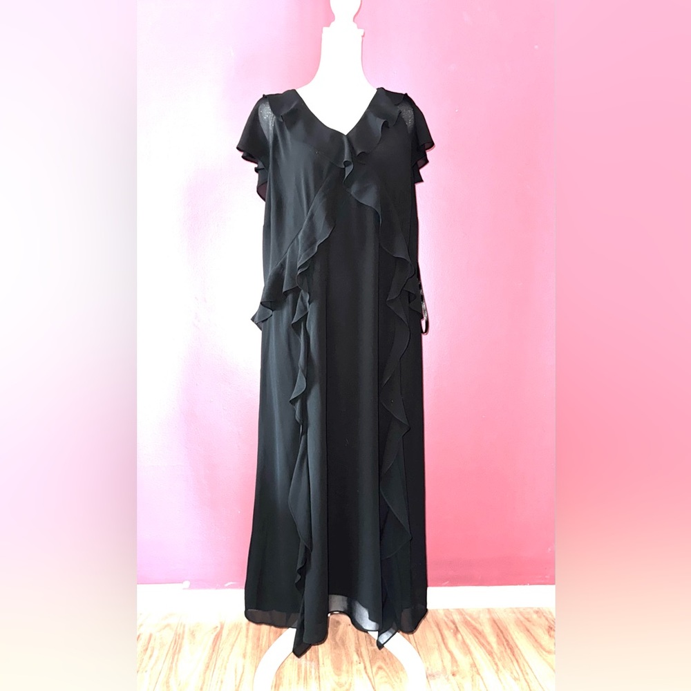 Chico's Black Ruffle-Trim Maxi Dress size 16/3